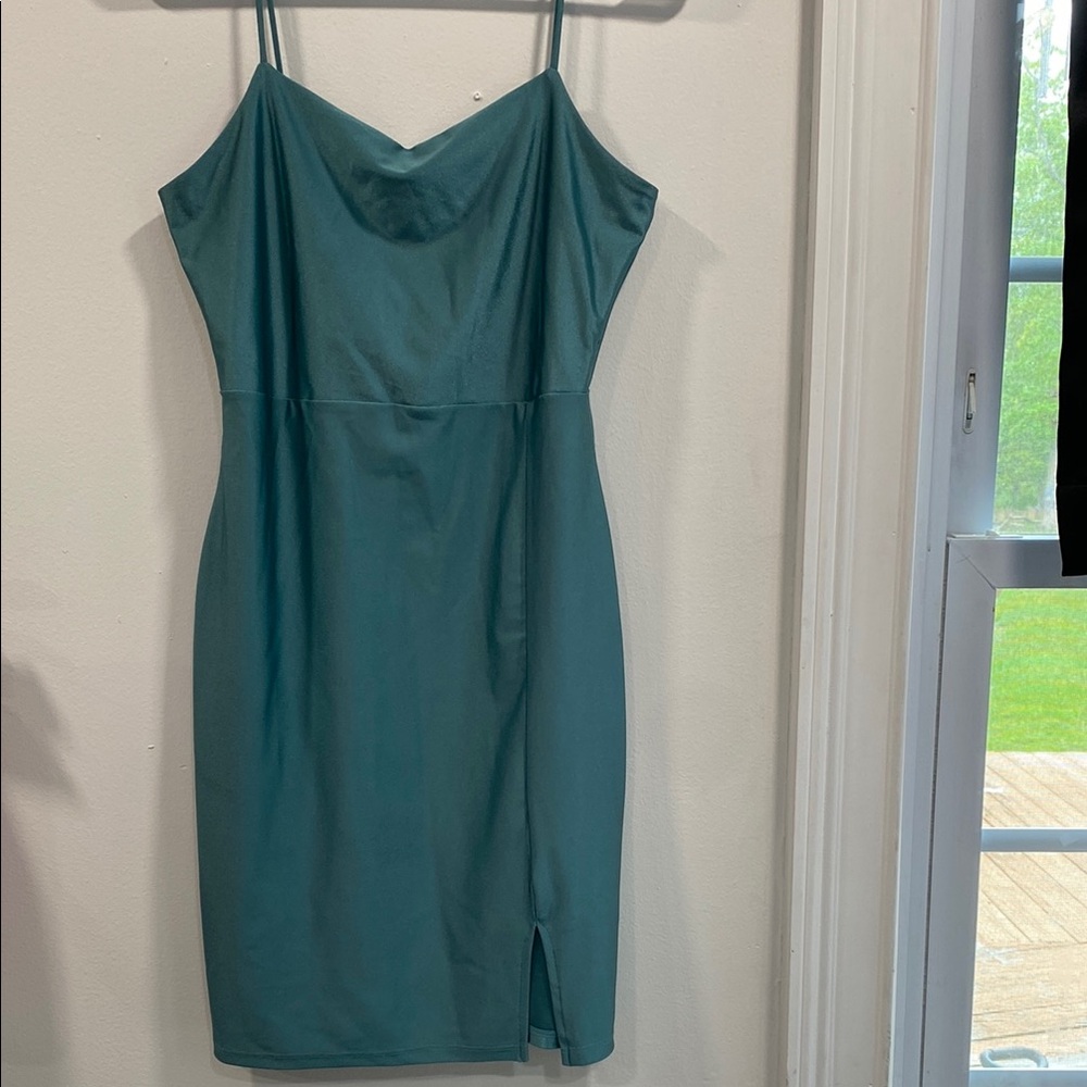 Popular Basics Green Sheath Dress Spaghetti Strap Cocktail